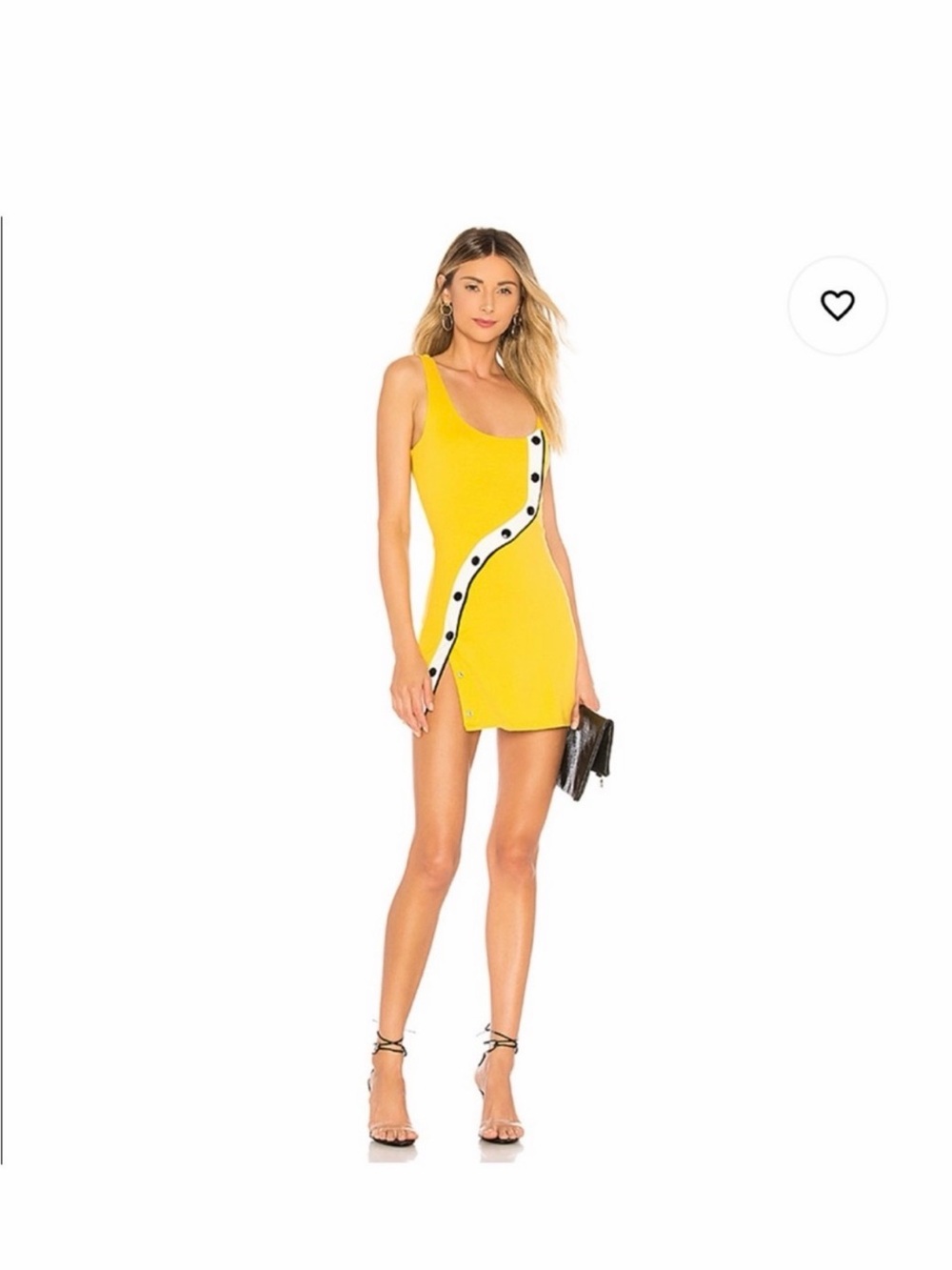 HOURS Bright Yellow Sleeveless Mini Dress with Button-Trim